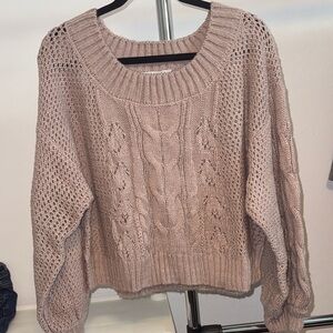 FAVLUX Cable Knit Crop Sweater - Cream